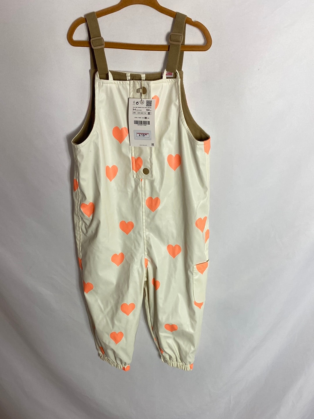 ZARA. Heart-shaped waterproof dungarees. 3/4 length.