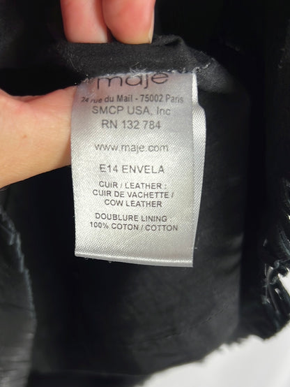 MAJE. Falda corta piel doble textura. T 38 (TARA)