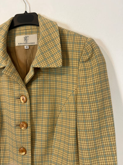 KINA FERNANDEZ. Pastel wool houndstooth jacket. Size 40