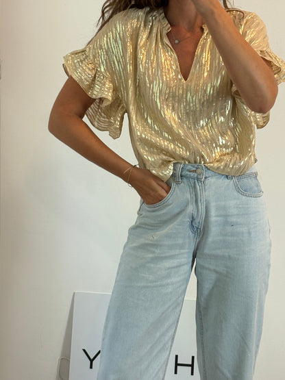 MASSCOB. Blusa seda dorada. XS