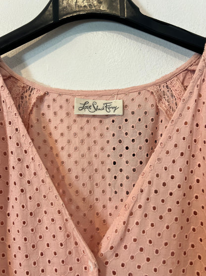 LOVE SHACK FANCY. Vestido largo troquelado rosa palo