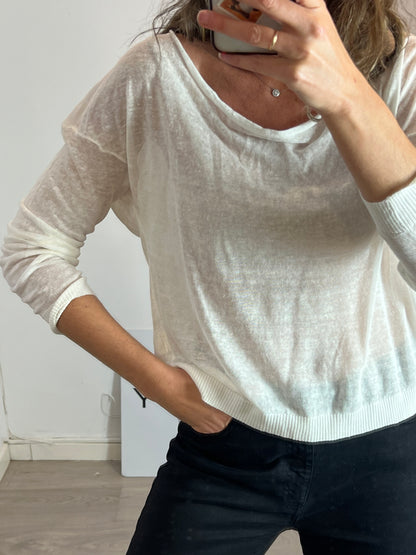 TCN. Top blanco lino T.xs (tara)