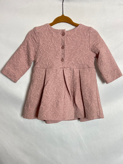 C&amp;A. Pink textured bow dress Size 6-9 months