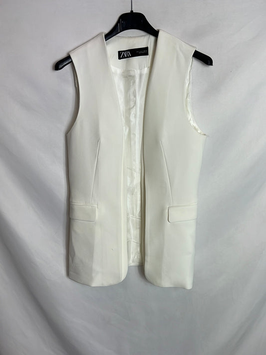 ZARA. Chaleco blanco doble solapa. TS