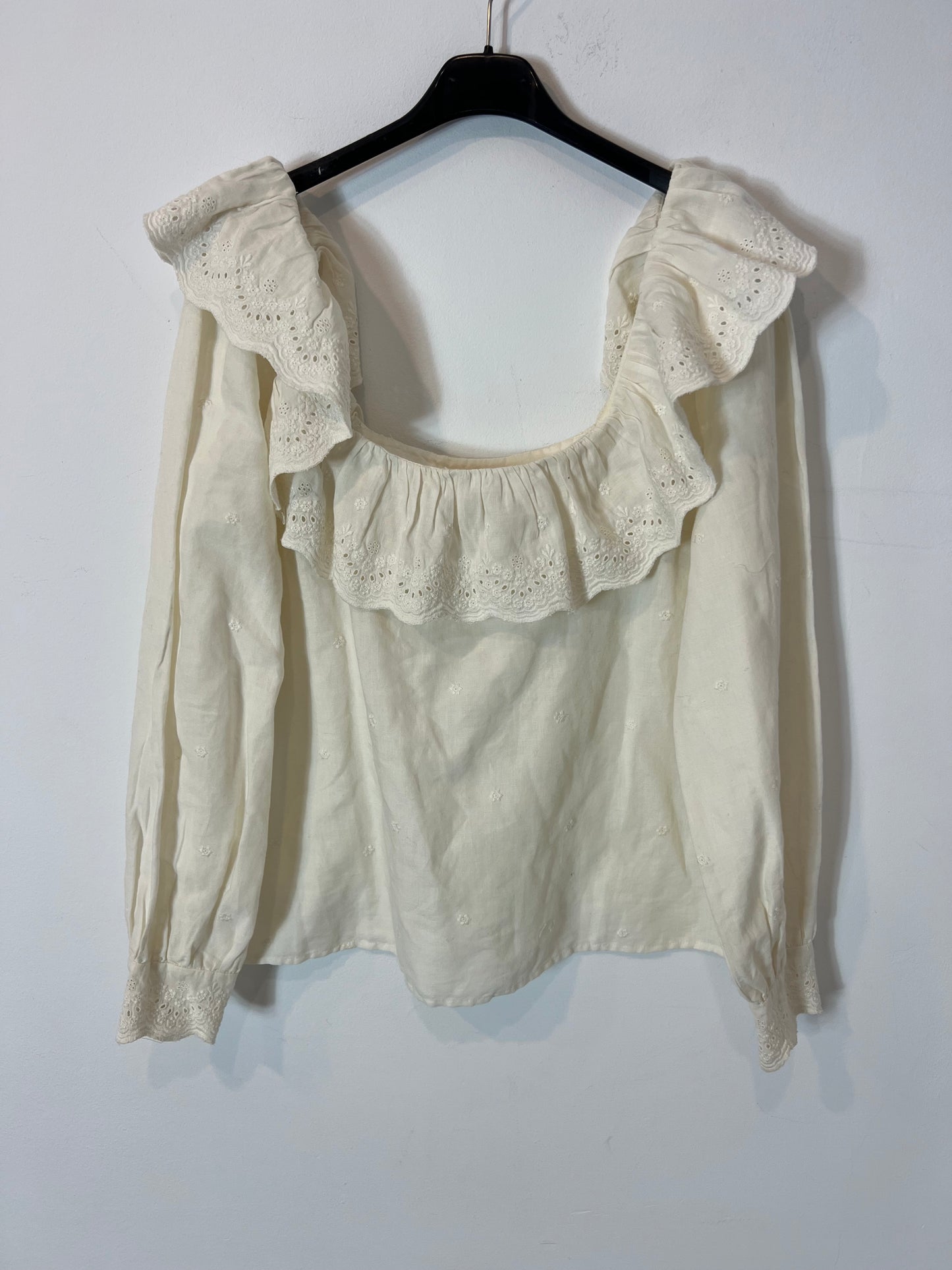 SEZANE. Embroidered beige blouse T.40