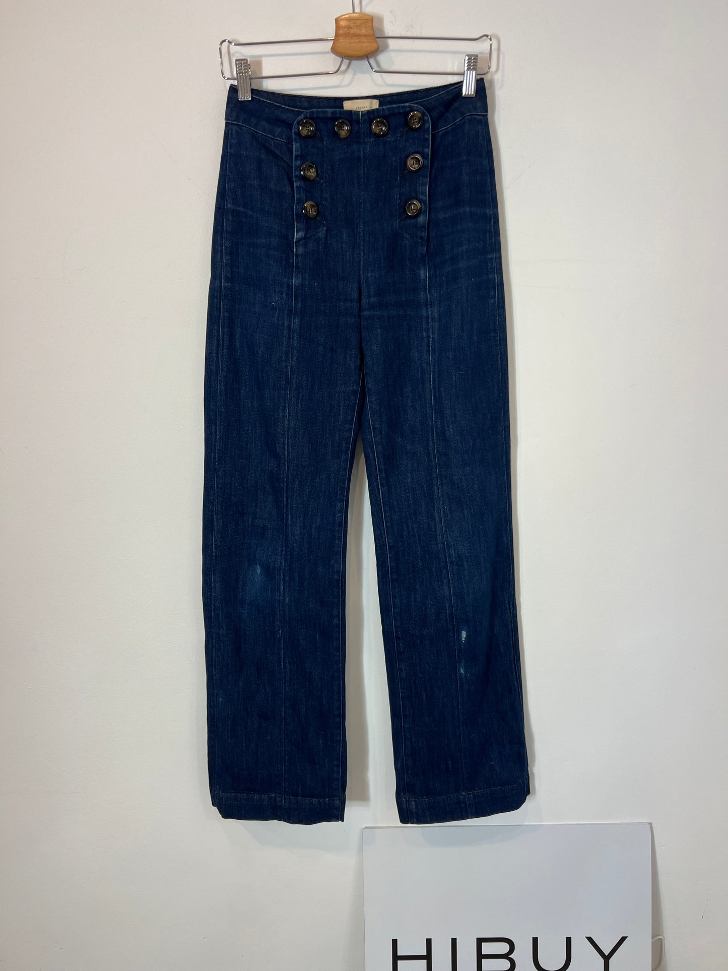 SEZANE. Pantalón ancho denim botones T.36
