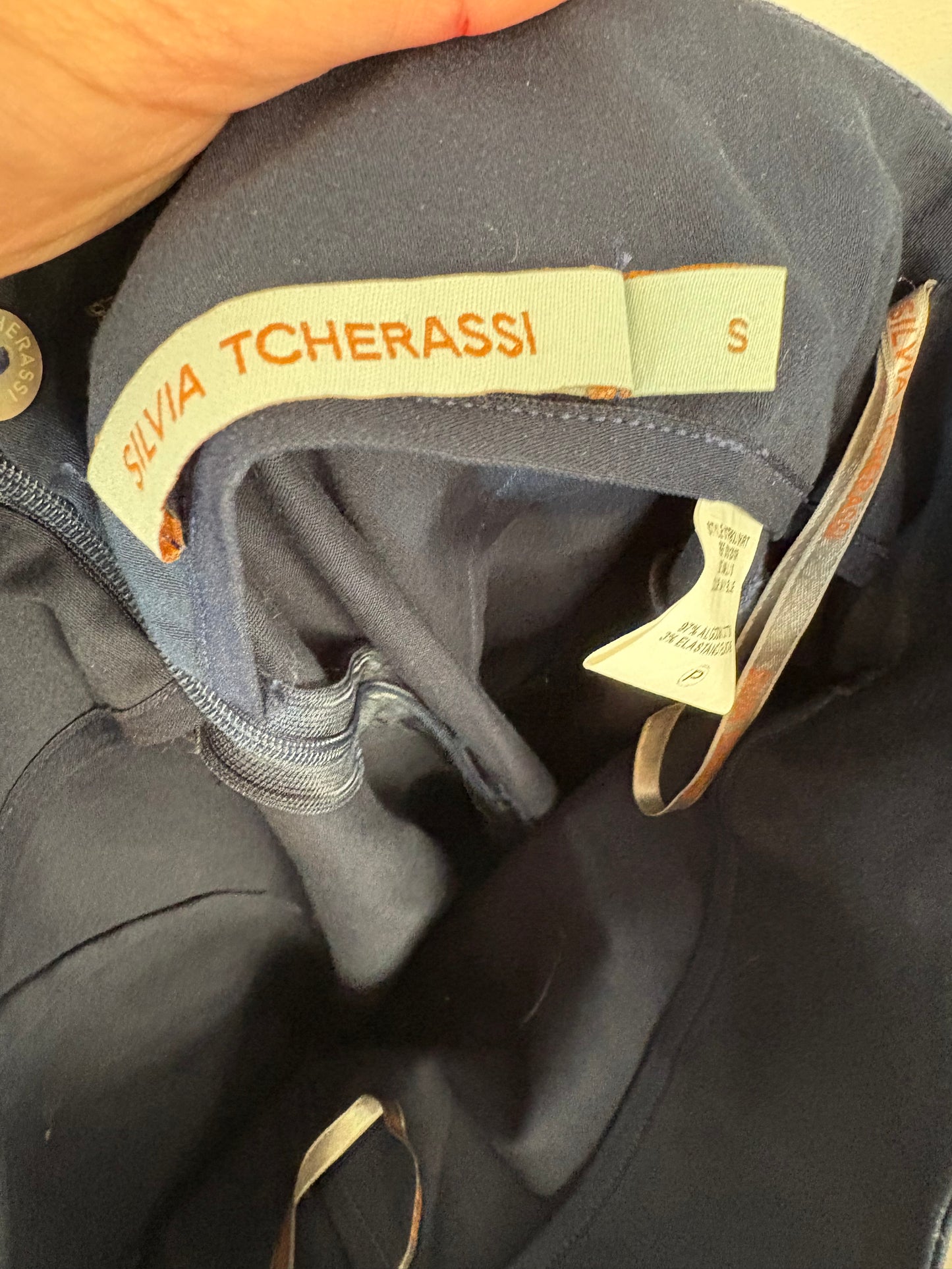 SILVIA TCHERASSI. Falda midi azul volante. T S