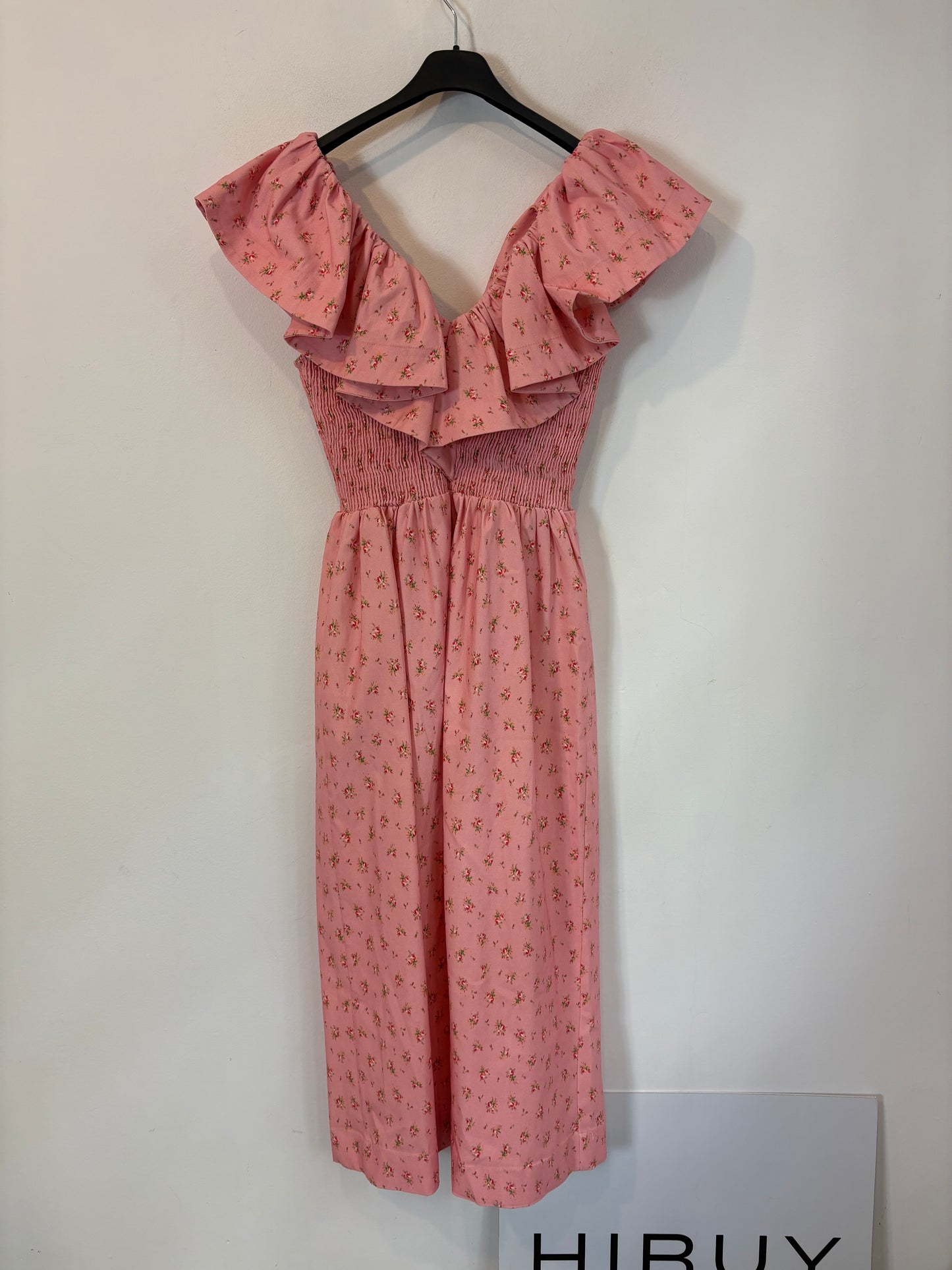 LAFOLIE. Vestido midi rosa volante