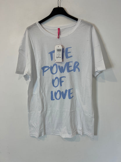 PINK WOMAN. camiseta blanca "the power" T.m
