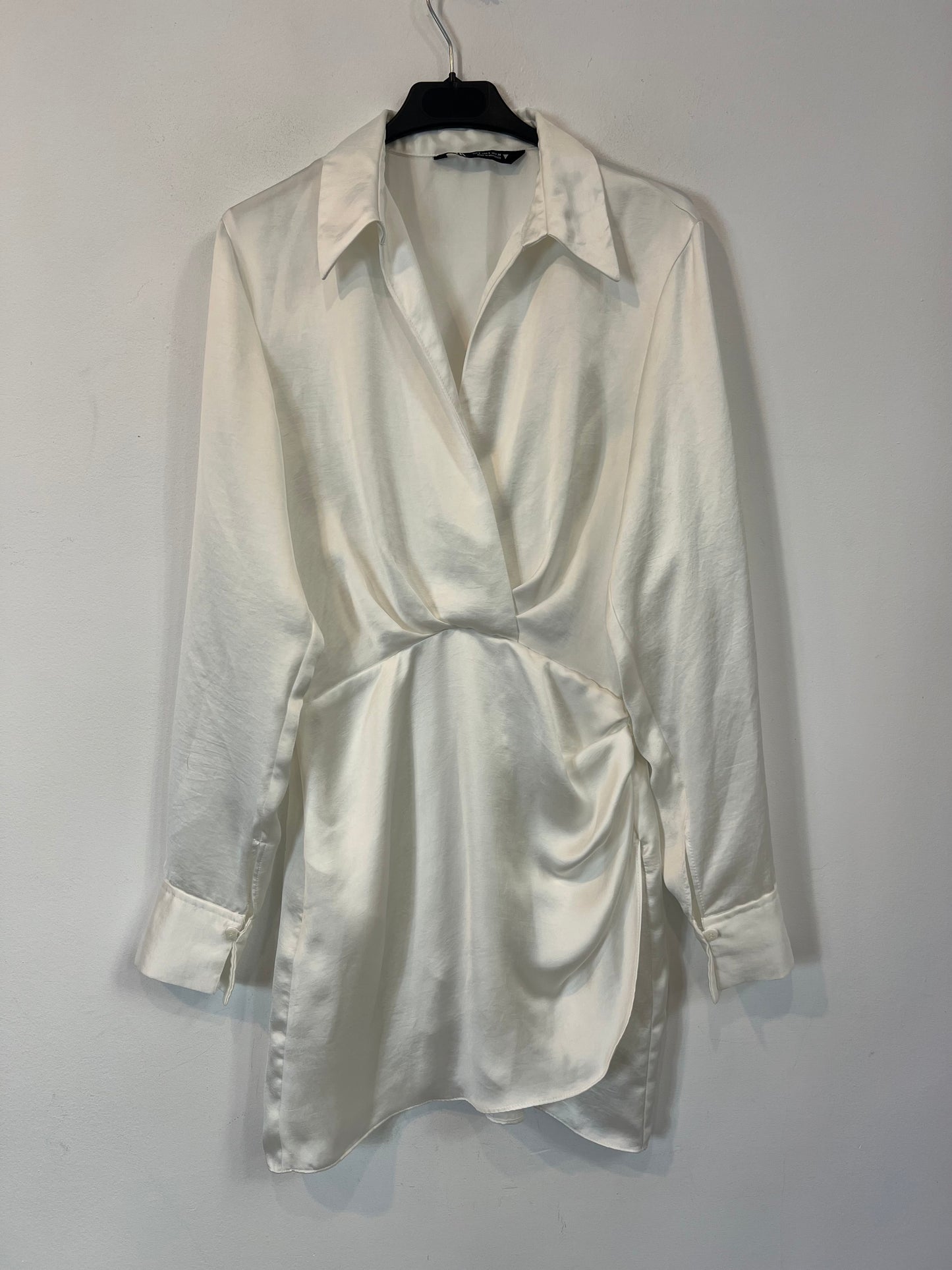 zara white satin shirt dress Zara Cream Satin Shirt Dress