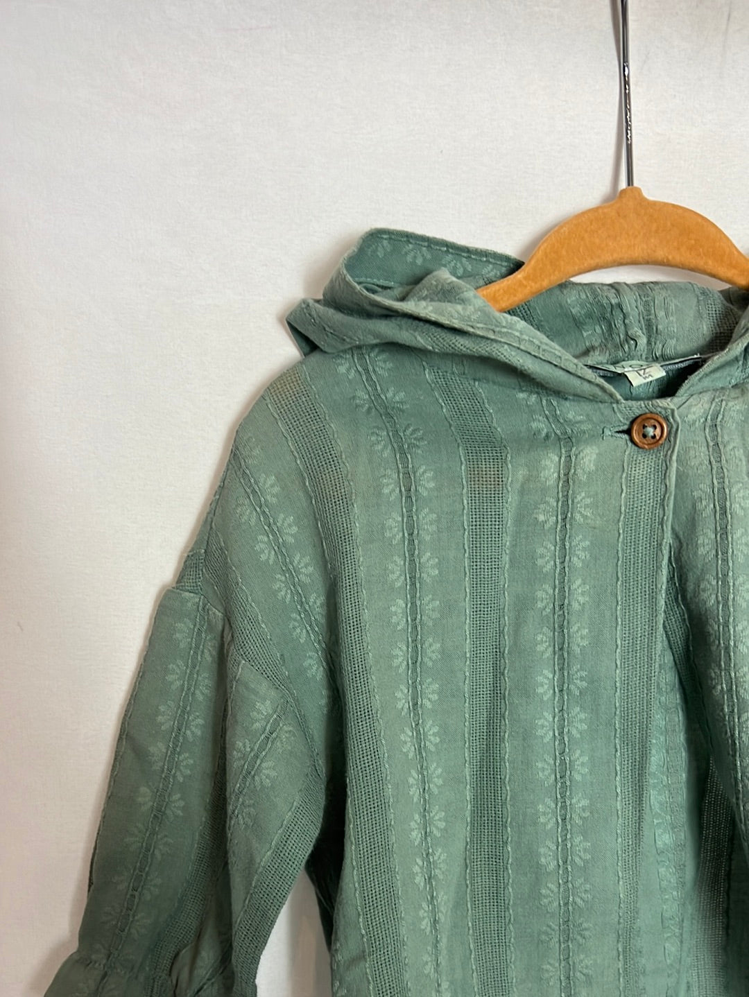 NANOS. Chaqueta fina capucha verde agua. T 12 meses