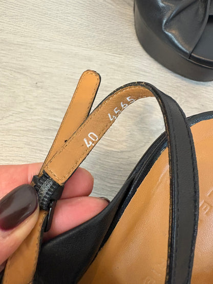 CLERGERIE. Sandalias plataforma piel en negro. T 40