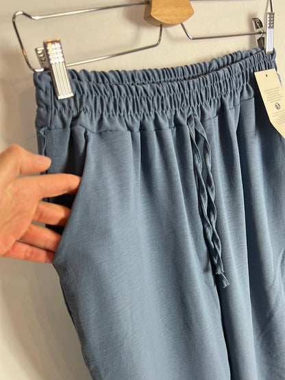 TONDA. Pantalón azul fluido. T L