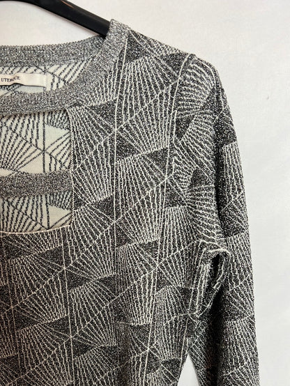 UTERQÜE . Jersey gris hilos plateados. T S