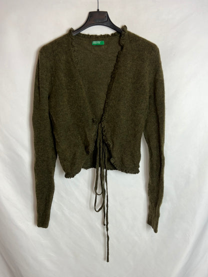 BENETTON. Rebeca verde jaspeada nudo. T S