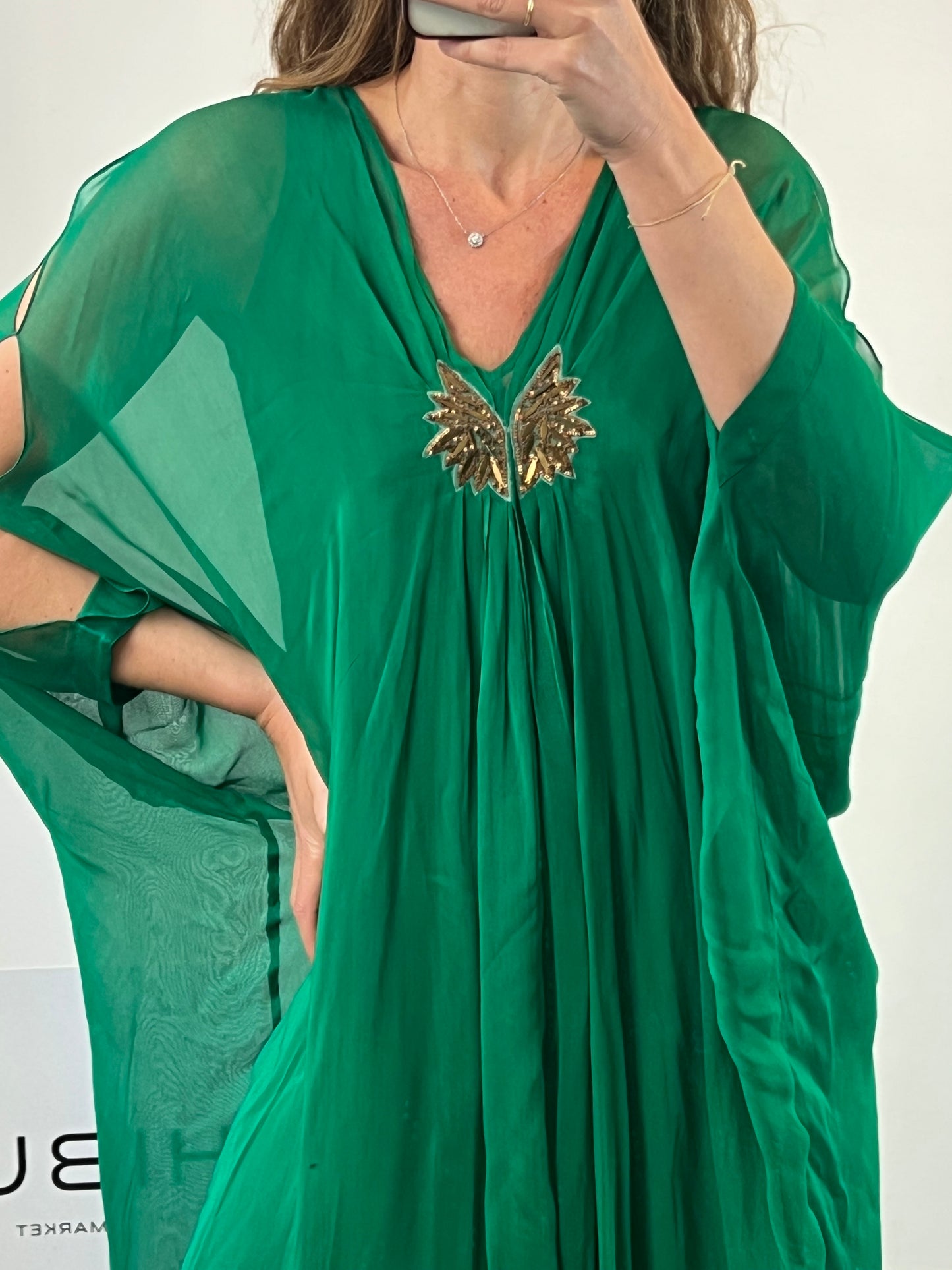 TEMBO. Vestido estilo kaftán verde. T S