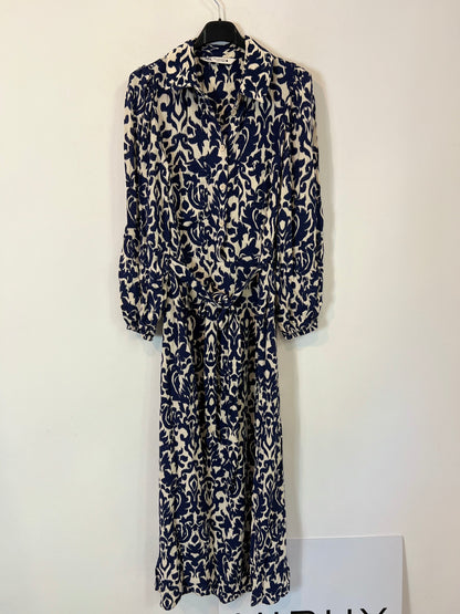 ZARA. Vestido estampado azul T.s