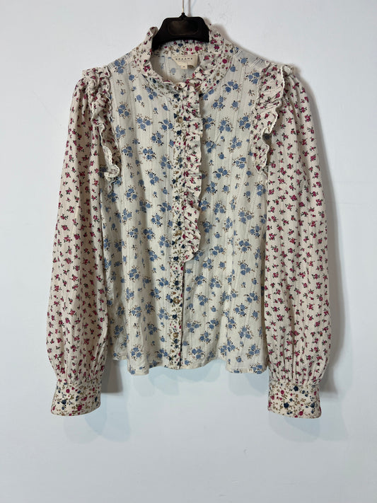 SEZANE. Floral blouse with ruffle detail, size 34