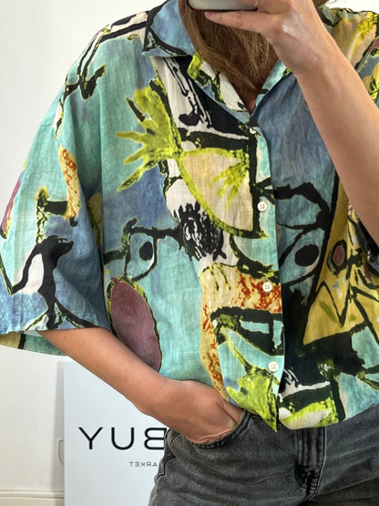 ZARA. Camisa estampada algodón. T L