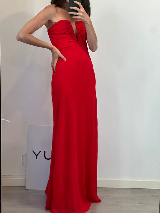 ZARA. Vestido rojo palabra de honor. T S