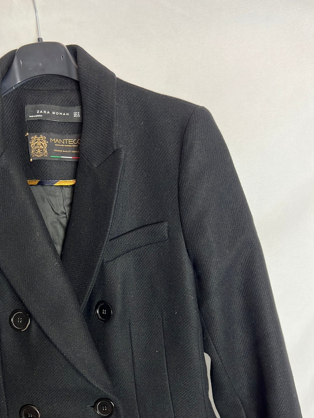 ZARA. Abrigo lana doble botonadura. T M