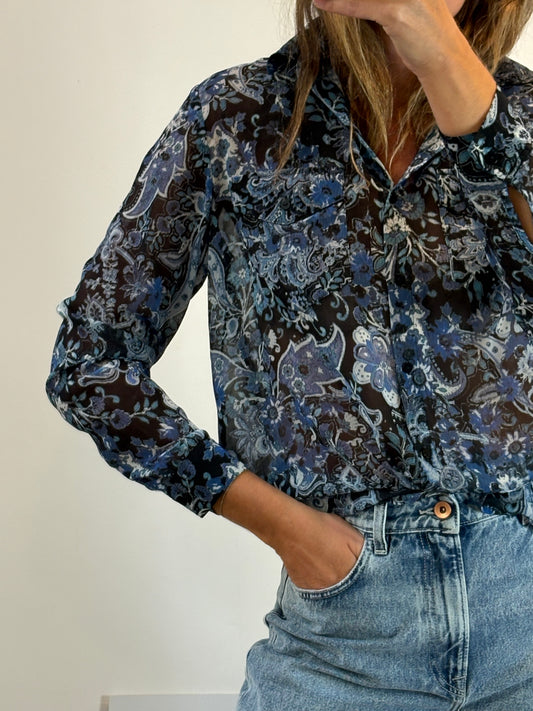 THE KOOPLES. Blusa fluida estampada azules