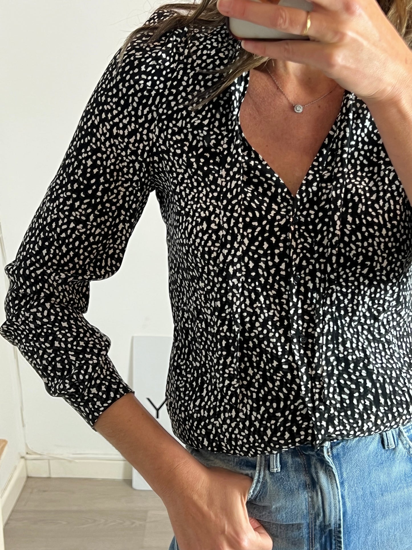 MAJE. Flowy black printed blouse. Size 2(M)