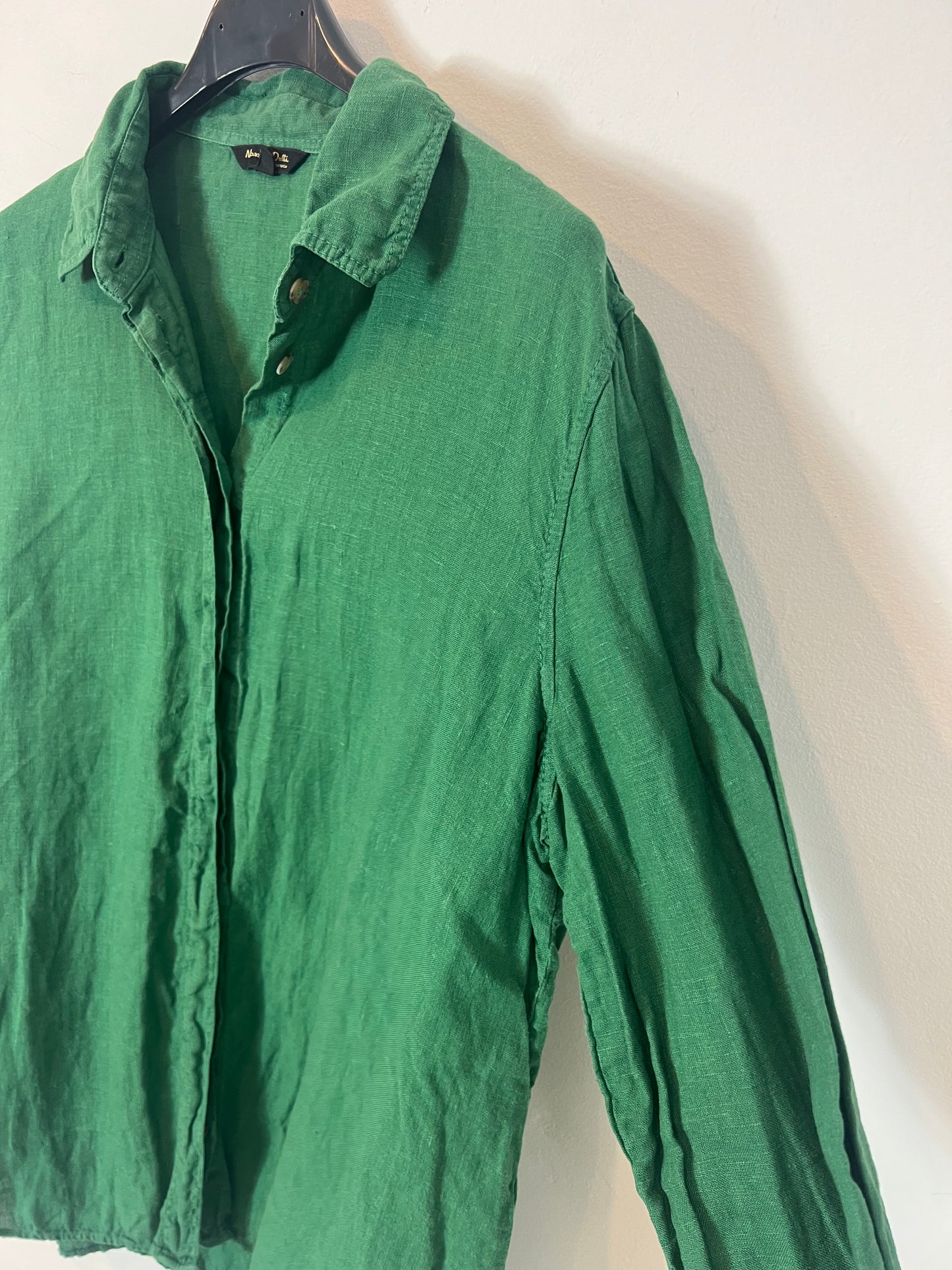 MASSIMO DUTTI. Green linen shirt T.40