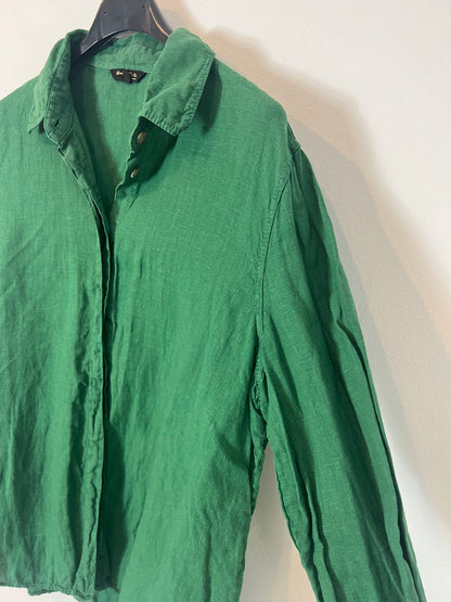 MASSIMO DUTTI. Green linen shirt T.40