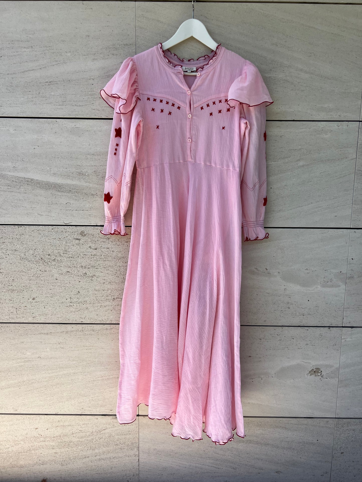 JO SEPHINE. Vestido largo rosa bordado  T.xs