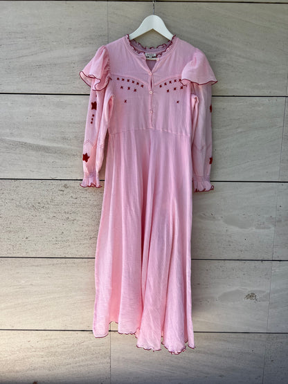 JO SEPHINE. Vestido largo rosa bordado  T.xs