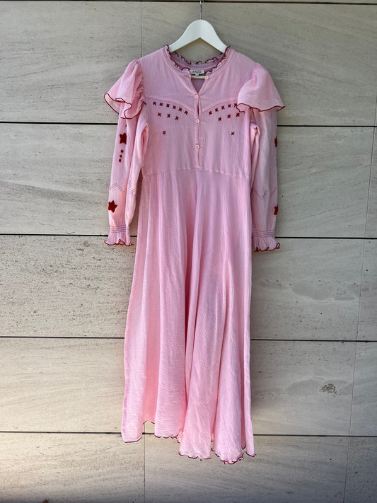 JO SEPHINE. Vestido largo rosa bordado  T.xs