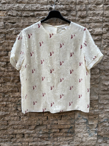 MAJE. Top lentejuelas y bordados