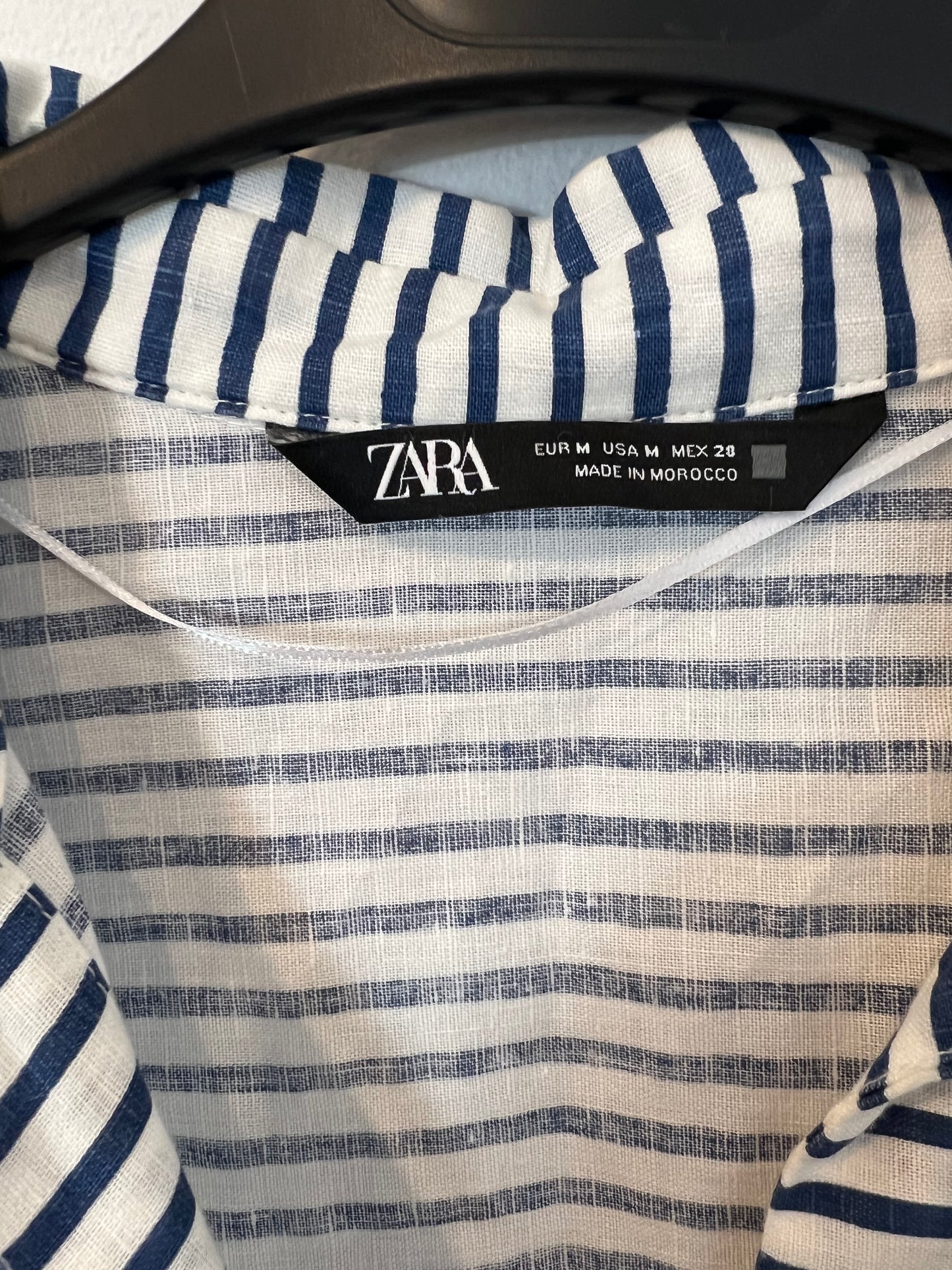 ZARA. Striped mixed media shirt. TM