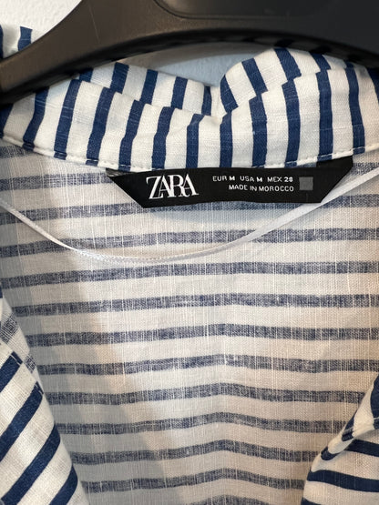 ZARA. Striped mixed media shirt. TM