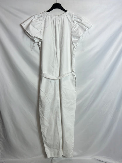 ZARA. Mono denim blanco pata ancha. T M