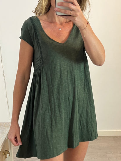 BA&SH. Vestido corto verde algodón .T 1 (S)