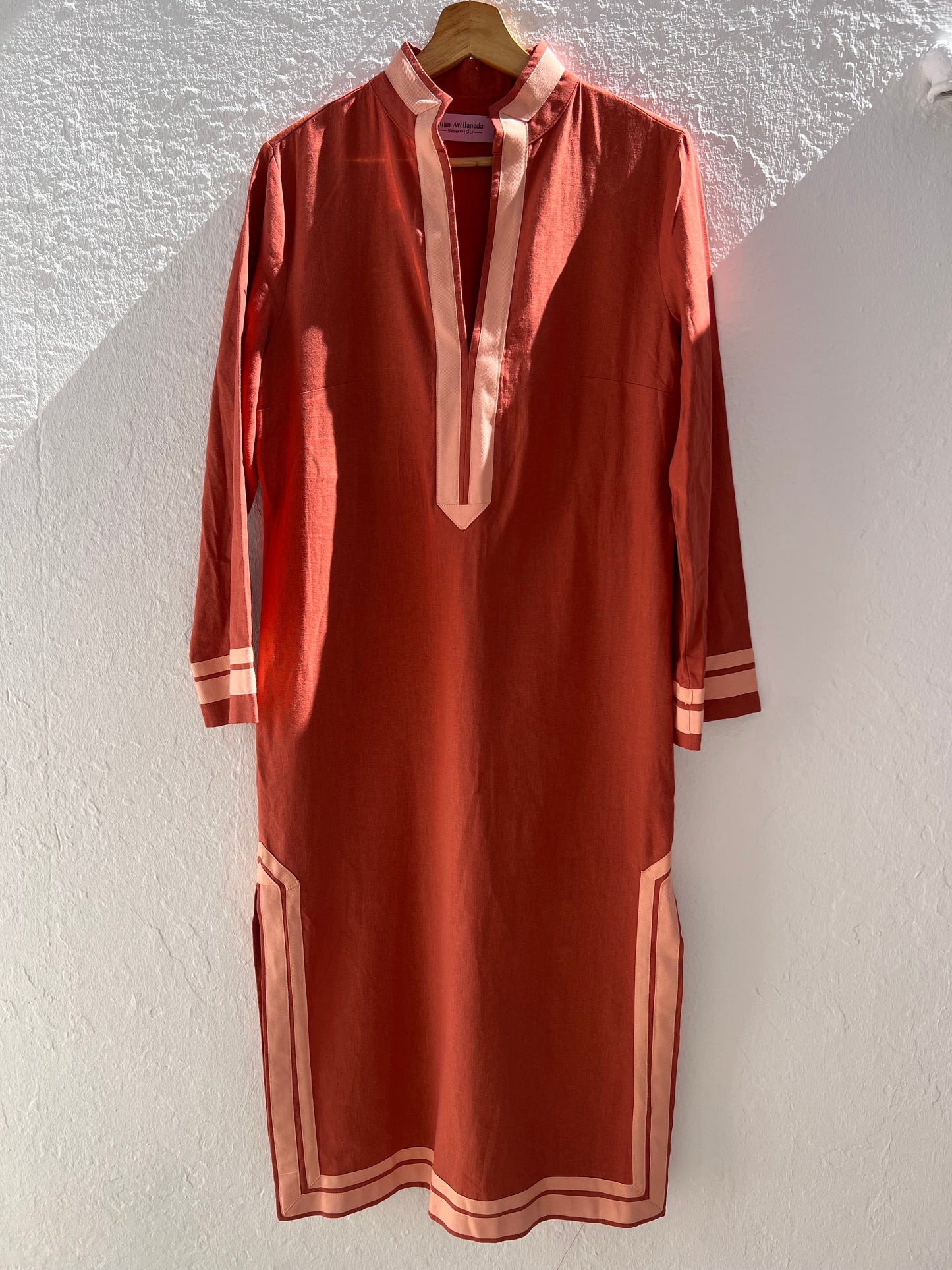 JUAN AVELLANEDA BY SEE IUO. Vestido teja lino T.m