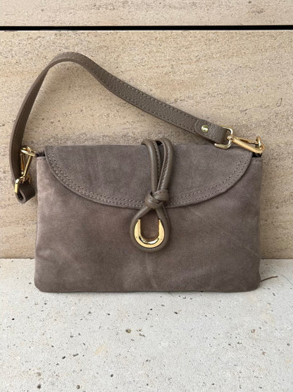 Bolso piel doble asa color topo