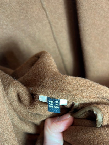 MASSIMO DUTTI. Chaqueta lana marrón crop. T XS