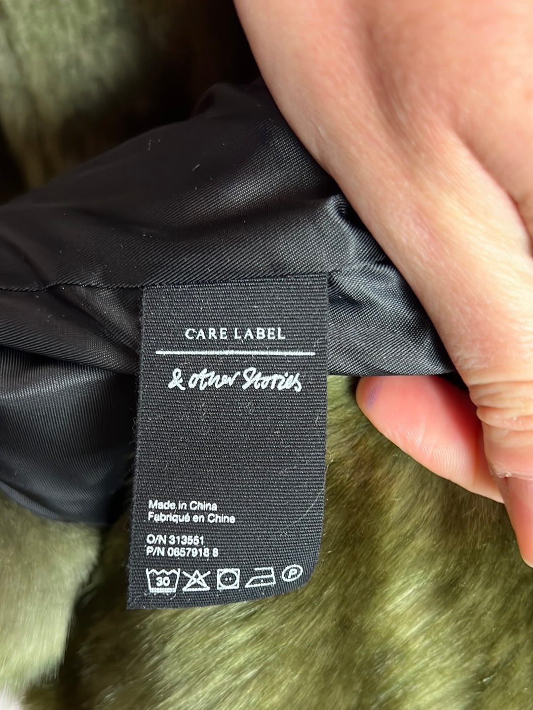 &amp;OTHER STORIES. Green fur coat. Size 36