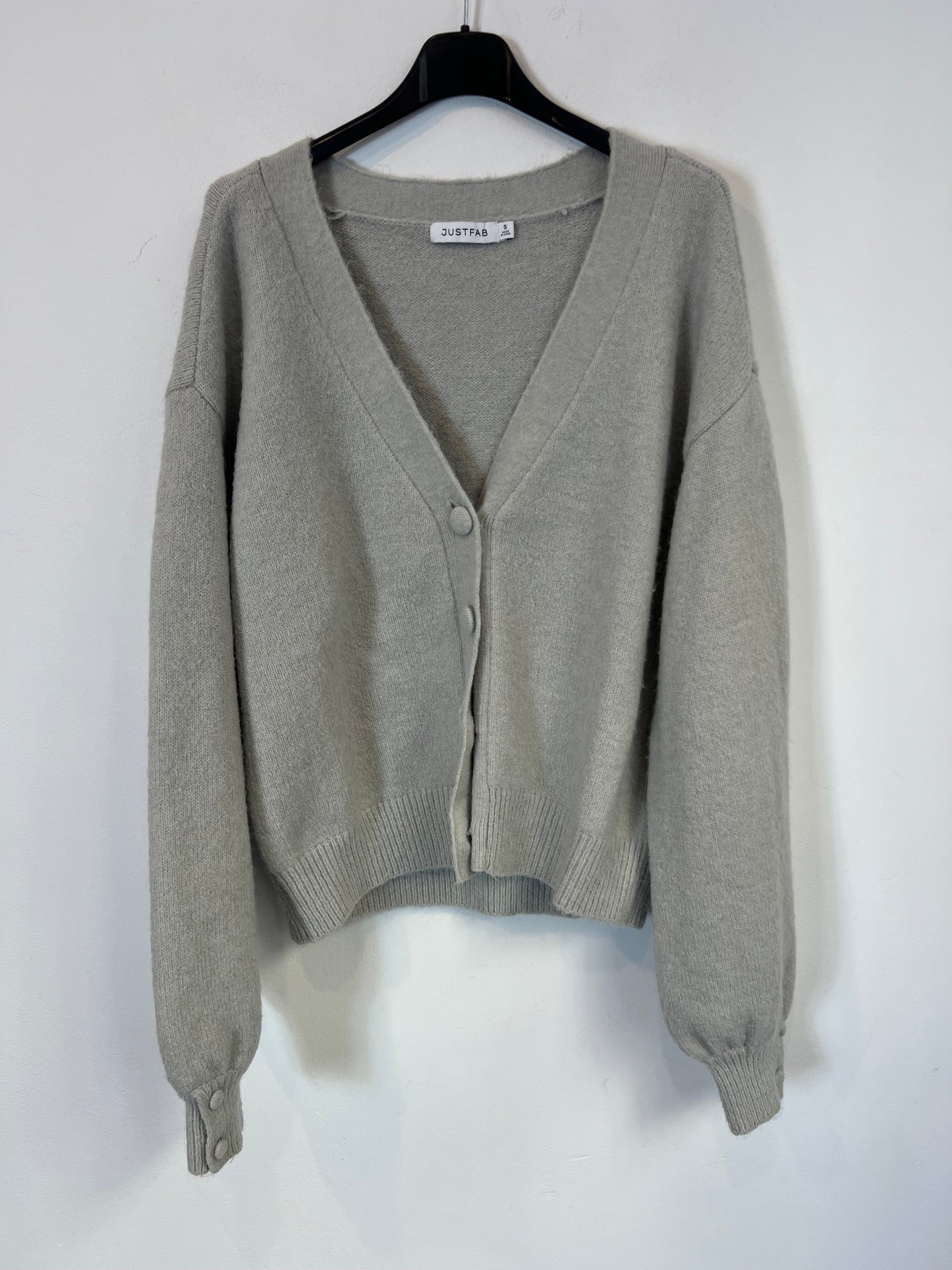 JUSTFAB. Chaqueta punto gris claro. T S