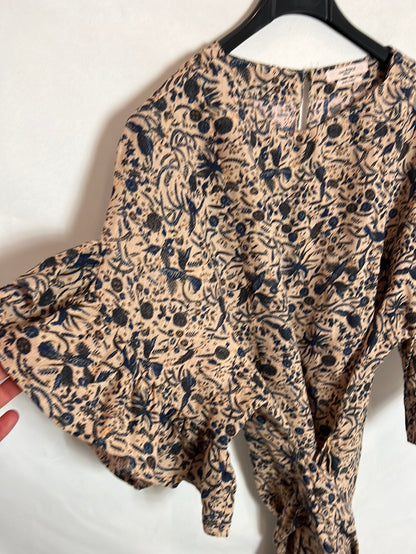 ISABEL MARANT. Vestido lino cruzado estampado. T 42