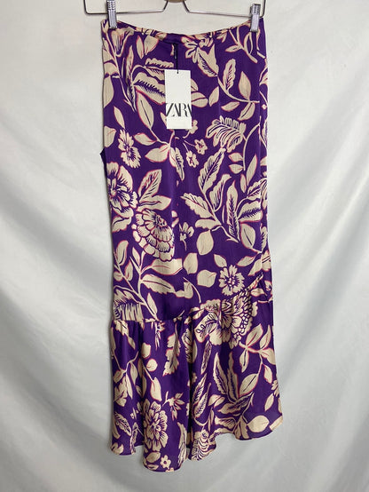 ZARA Purple floral skirt T.xs
