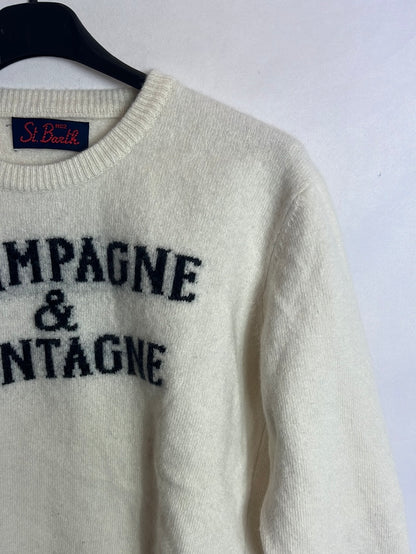 ST BARTH. Jersey beige letras. T L (S) (Tara)