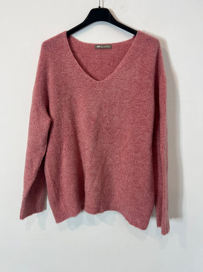 KLASIKS. Pink V-neck sweater Tu (s/m)