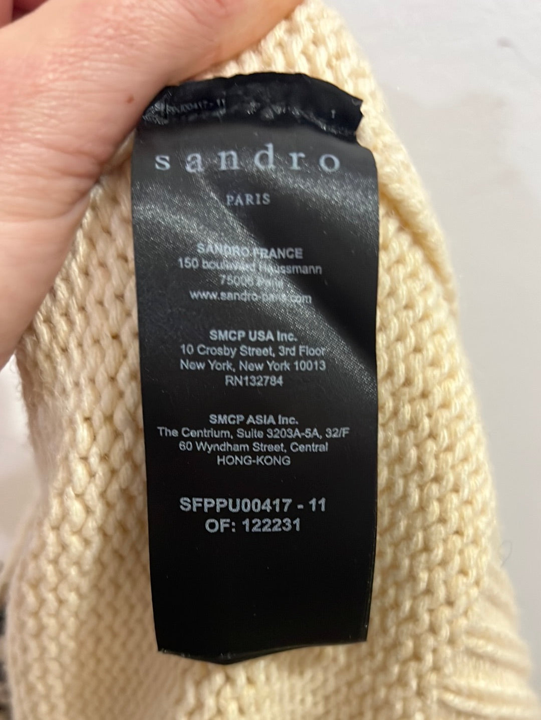 SANDRO. Jersey beige dibujo T.s