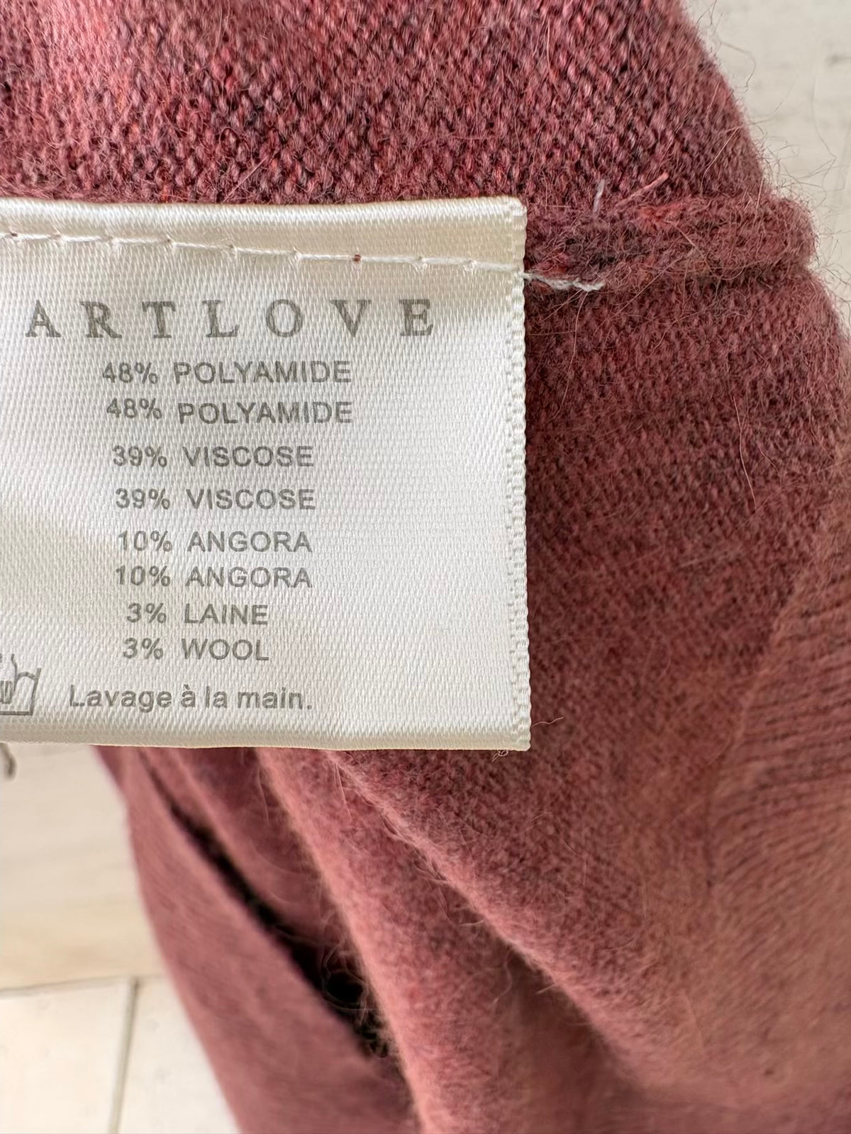 ARTLOVE.Vestido midi con lana rosa jaspeado