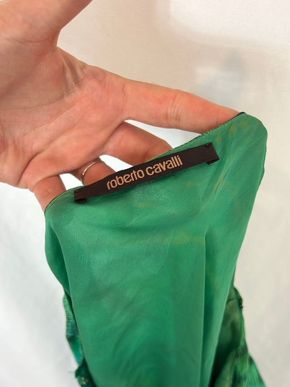 ROBERTO CAVALLI. Asymmetrical silk short dress. Size 40