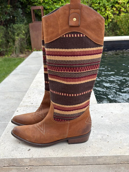 FLAVIO MENORCA. Botas camperas piel y tela